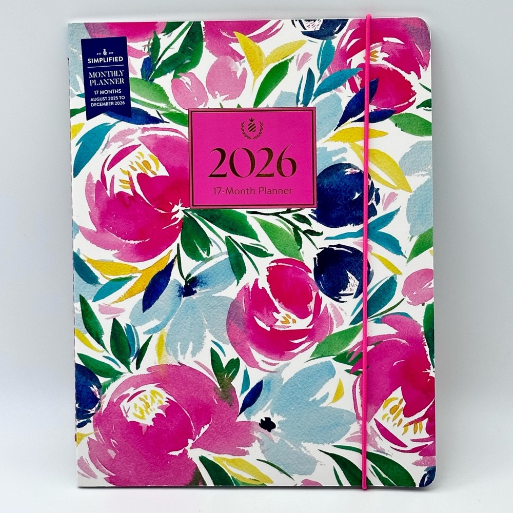 Simplified 2025-2026 Monthly 17-month Thin Slim Planner (Pink Radiance)